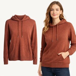 Artefact | Rust Merino Wool Hoodie Sweater | Lightweight Knit | Size M